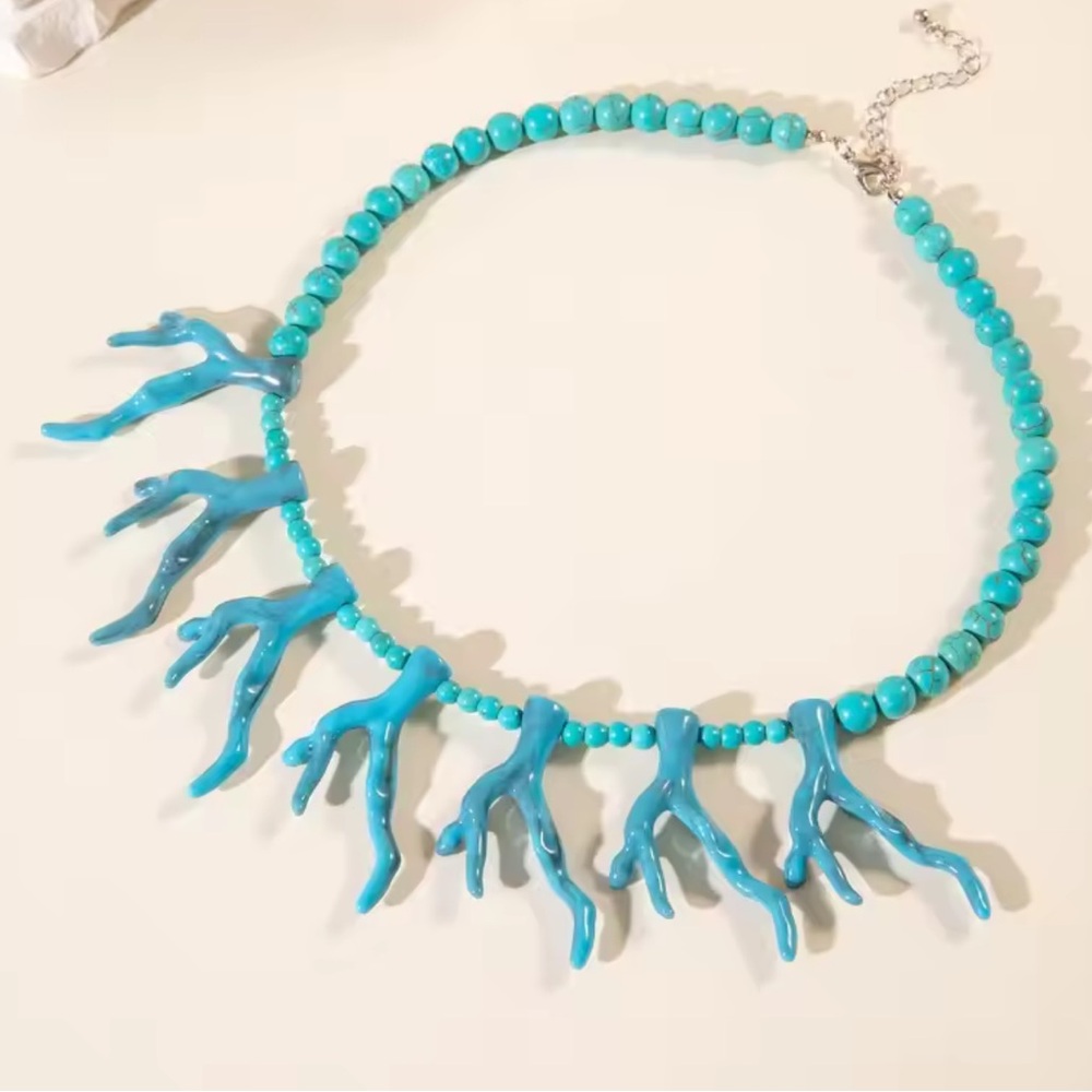 Turquoise Coral Necklace - Picture 3 of 7